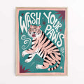 Maximalist Wash Your Paws Print – Bold Tiger Bathroom Decor