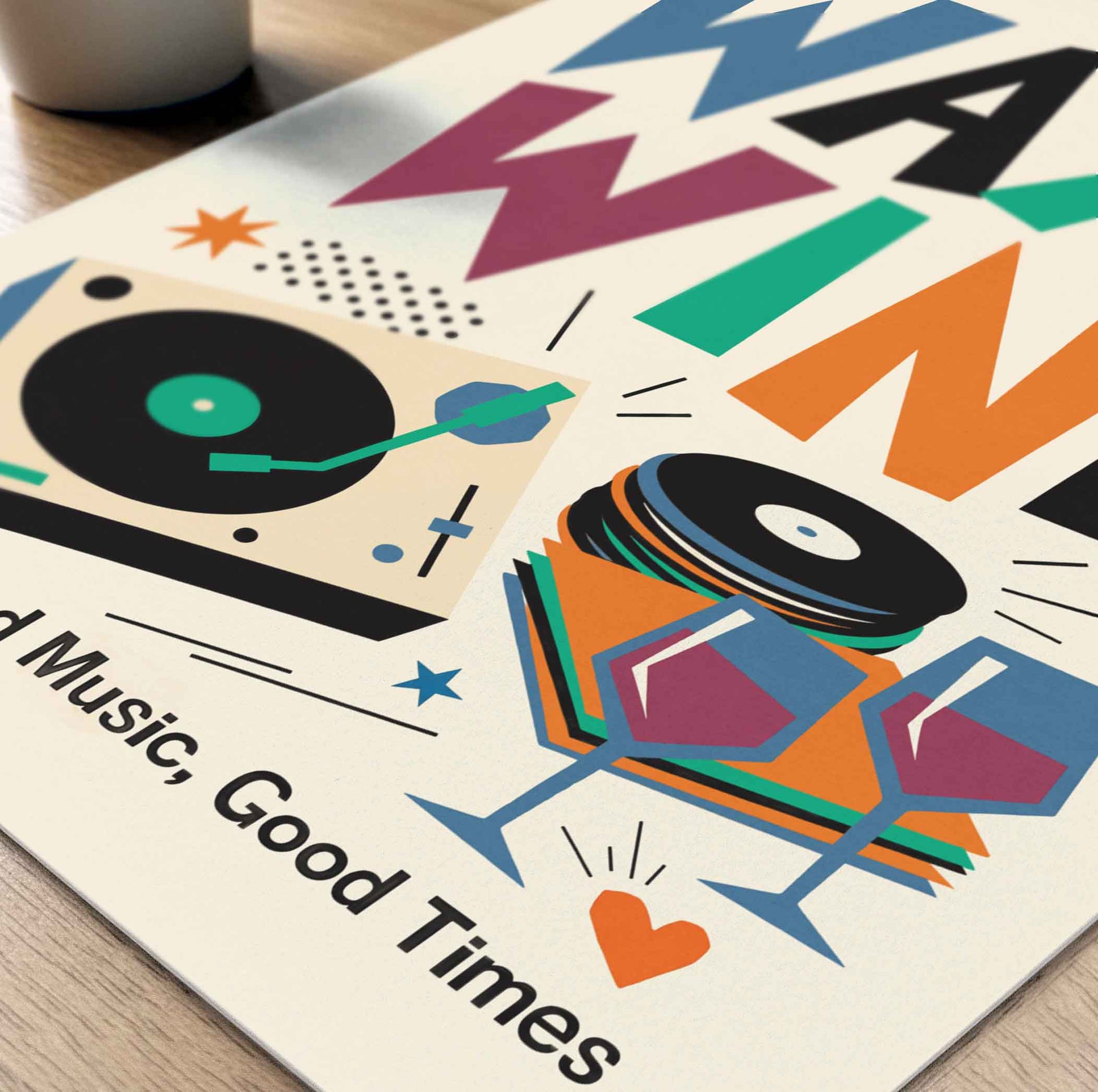 records and wine poster
