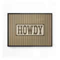 Howdy western typography wall art print with vintage cowboy lettering and rustic Americana design