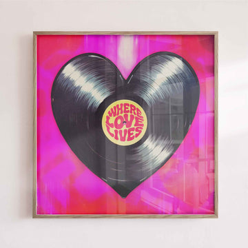 Where Love Lives House music Print framed oak