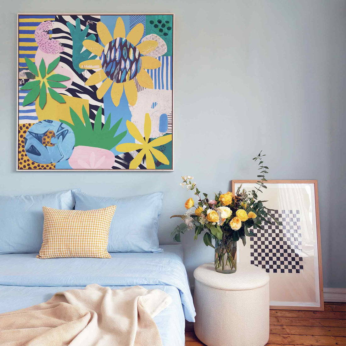 Wild Garden, Blue and Yellow – Abstract Collage Print | Rhythms of the Wild Collection | Afterhours Gallery