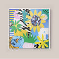 Abstract, contemporary, collage, design-led, modern, nature-inspired, colourful, botanical, pattern-based.