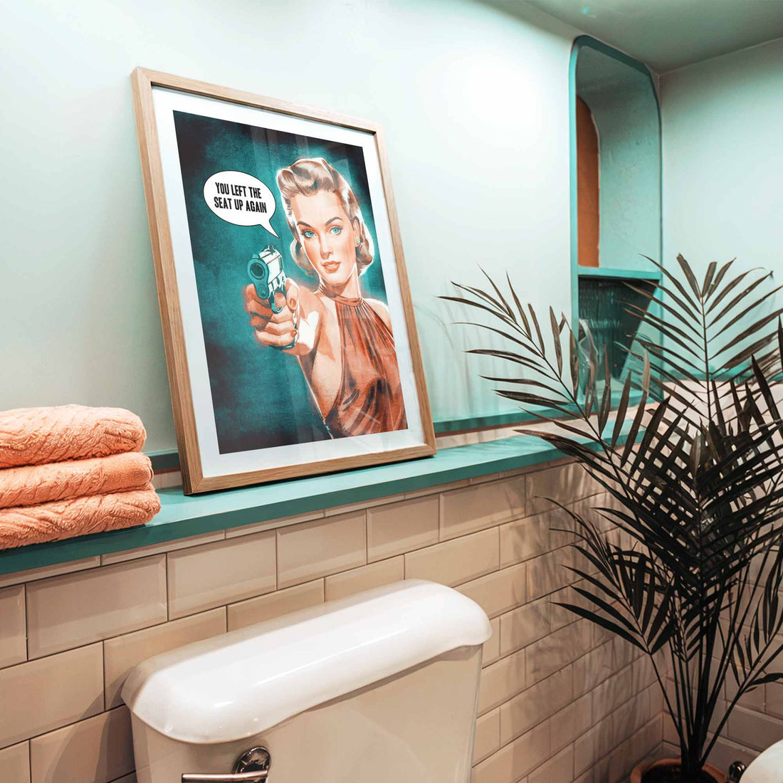 Funny Toilet Poster with retro girl