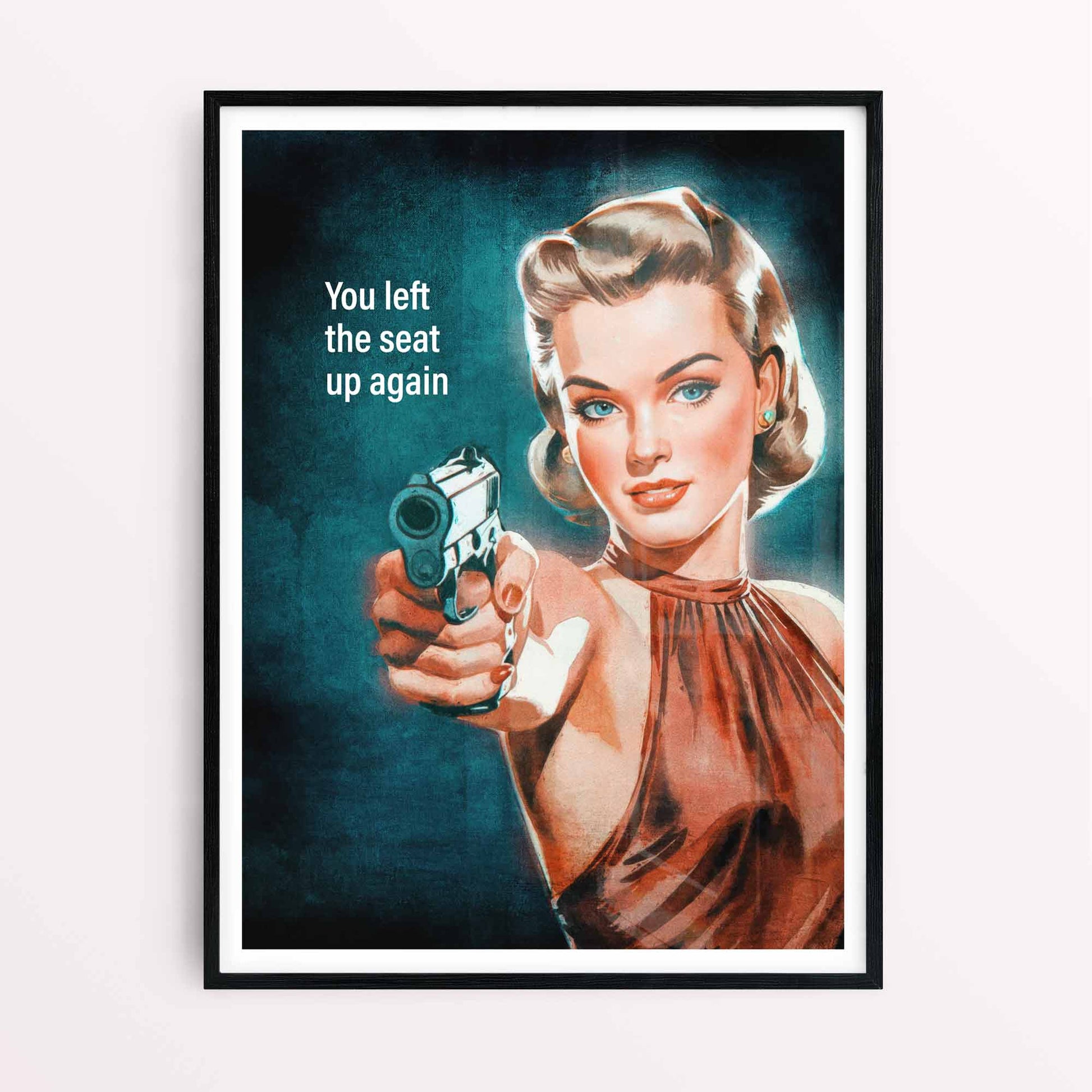 Vintage feminist bathroom poster