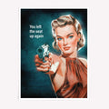 Vintage woman holding gun funny retro wall art

