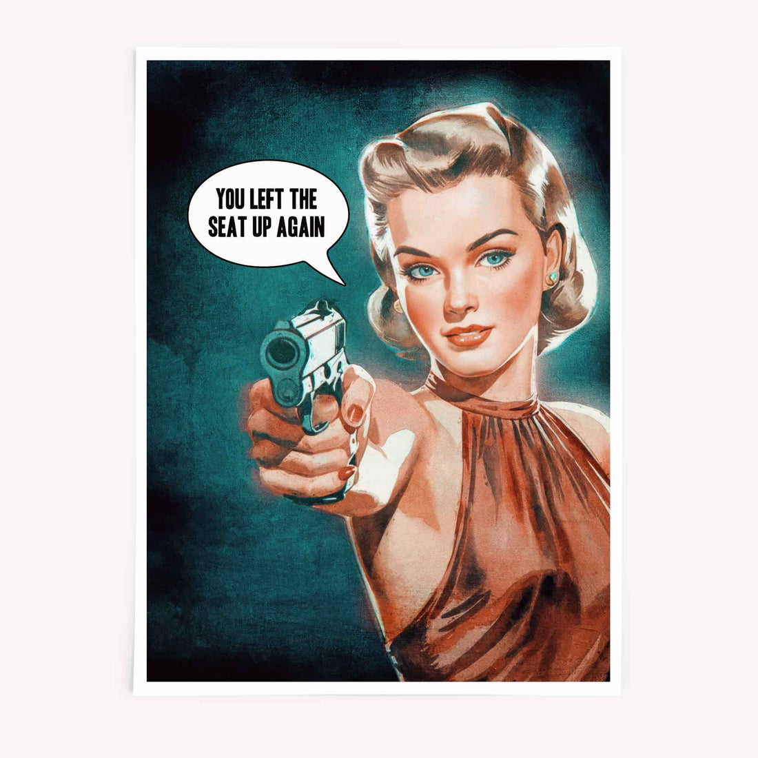 Funny Toilet Poster with retro girl