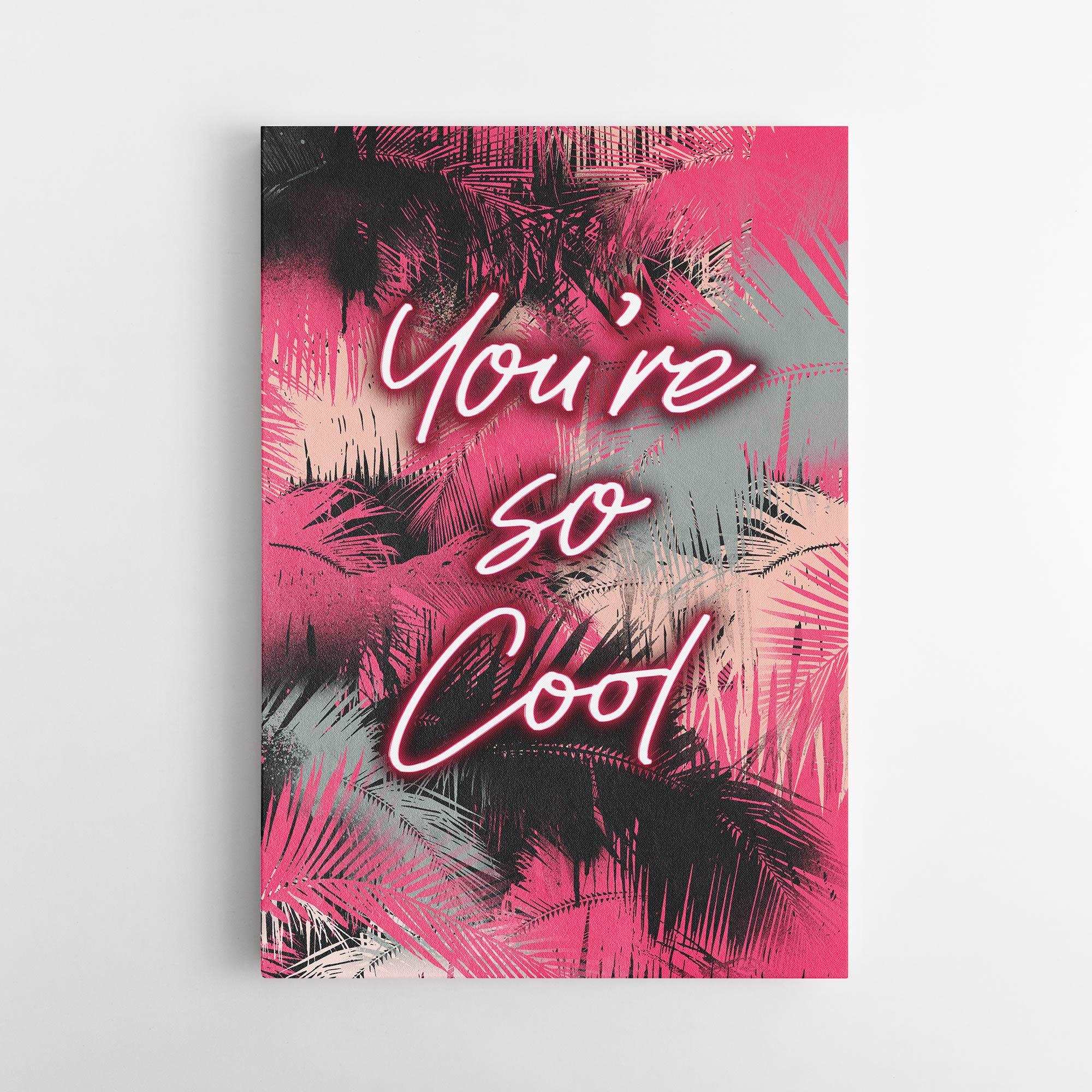 Tropical art painting with Neon quote print