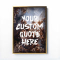 Framed artwork with classical painting background and customizable text overlay.
