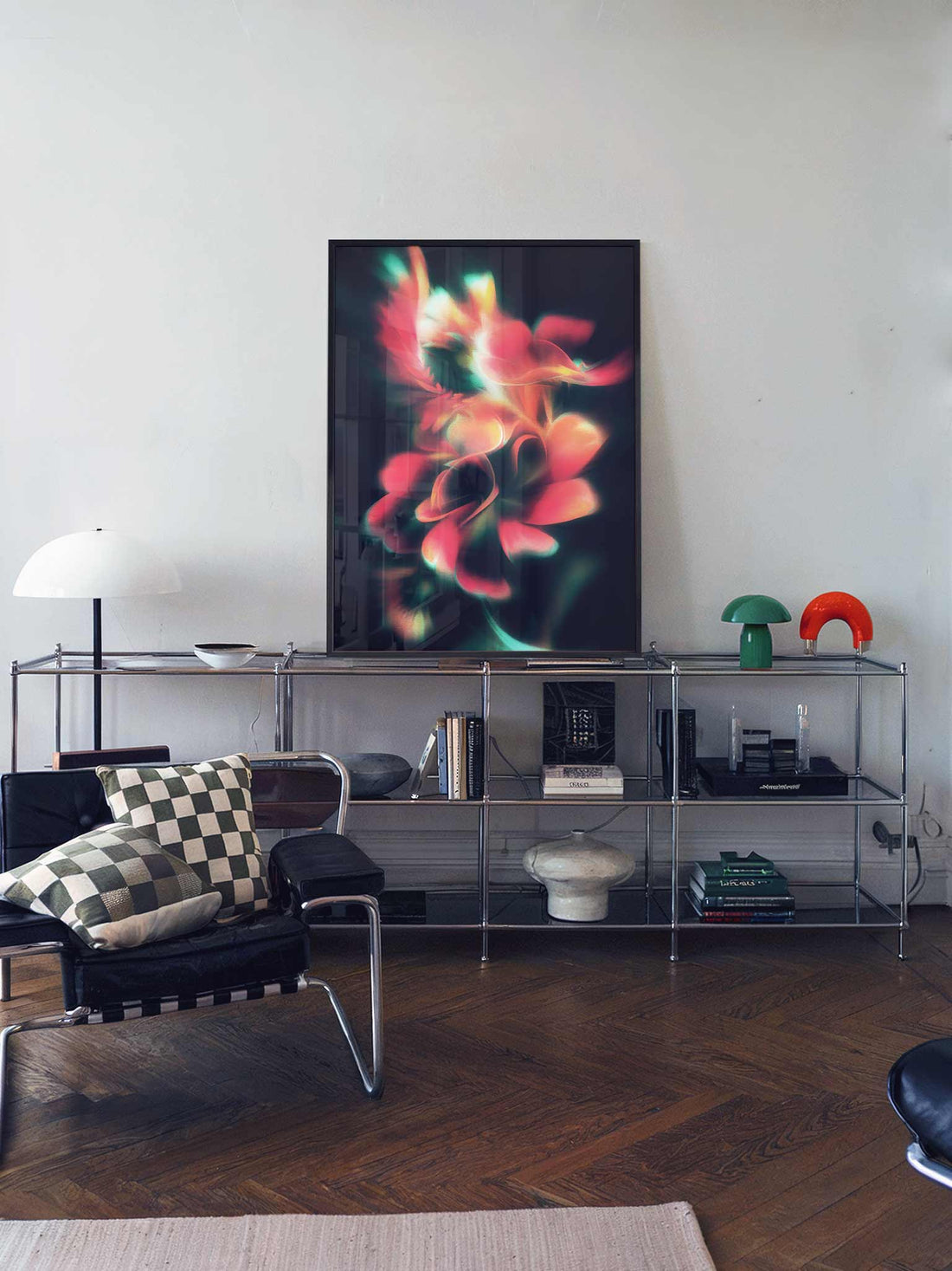 Held in Light is a dreamy blurred floral art print featuring soft-focus botanicals and ethereal light. Modern wall art for calm, minimalist interiors.