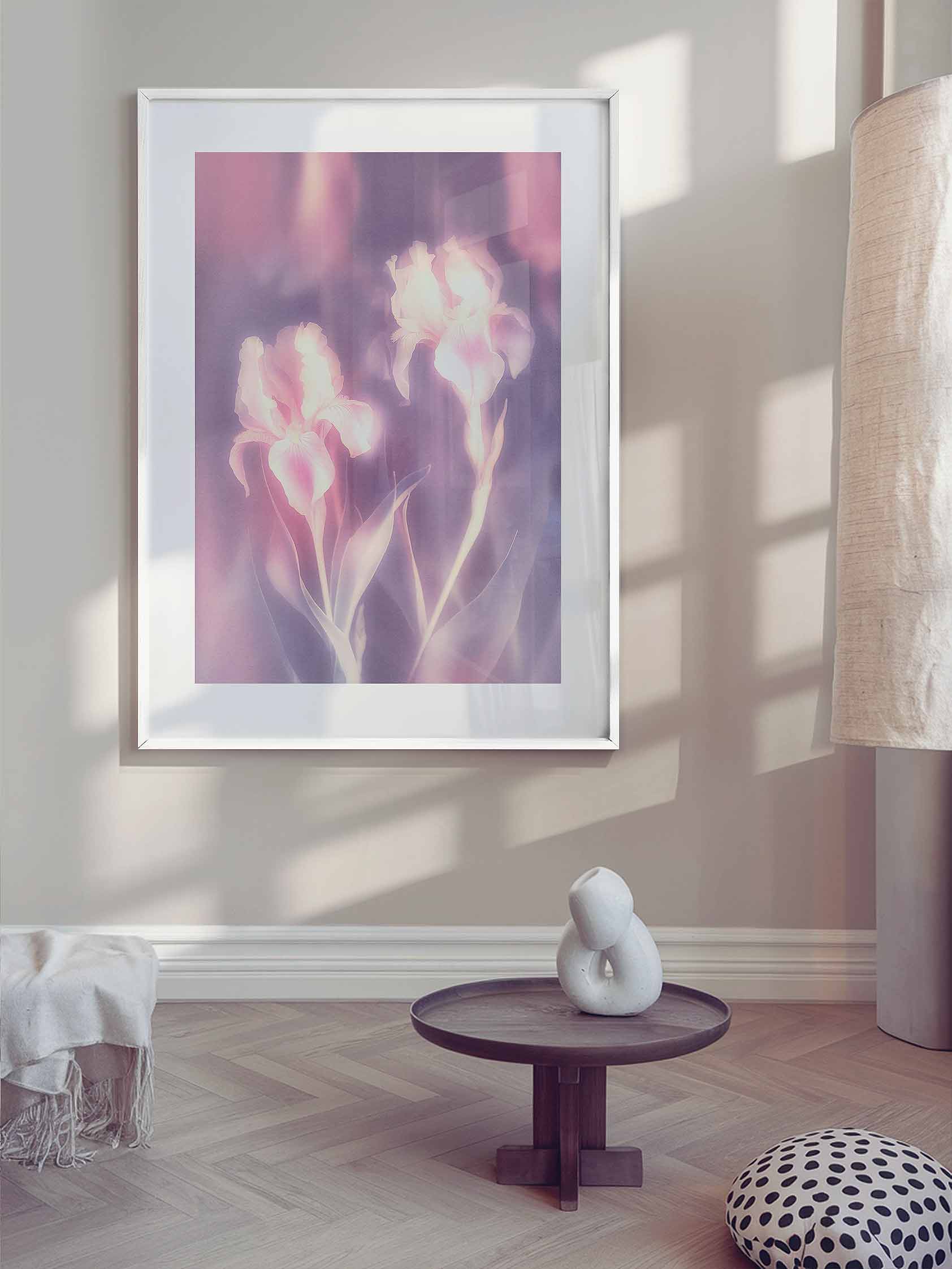 Blurry Flower Aesthetic wall art framed print in scandi interior