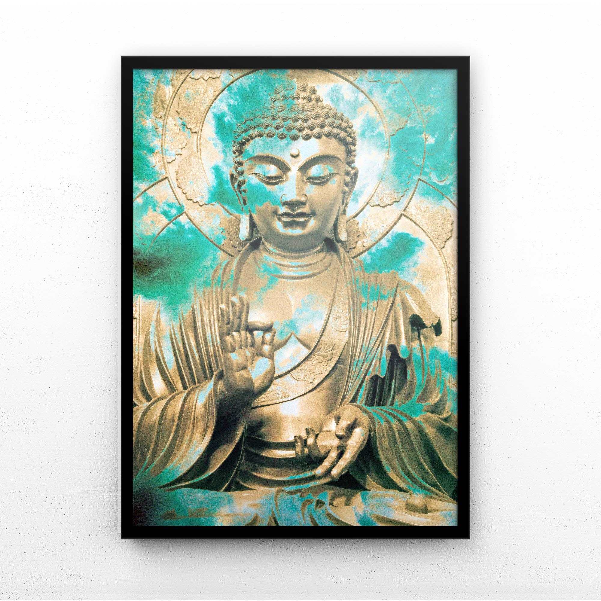 BUDDHA BRONZE & TEAL PRINT - Afterhours Gallery 
