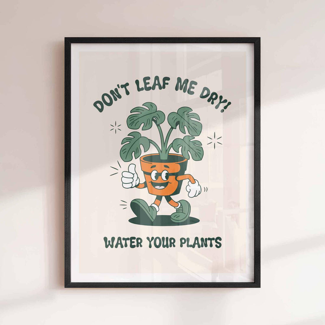 Retro botanical wall art for plant lovers – water your plants reminder print