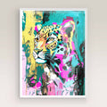 Dopamine decor art print styled with maximalist plants and colorful decor accents.