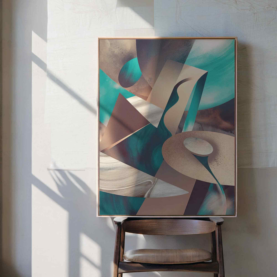 earthy geometric, aqua abstract, japandi art, scandi wall art, blue canvas print, minimal abstract, modern wall decor by Afterhours Gallery
