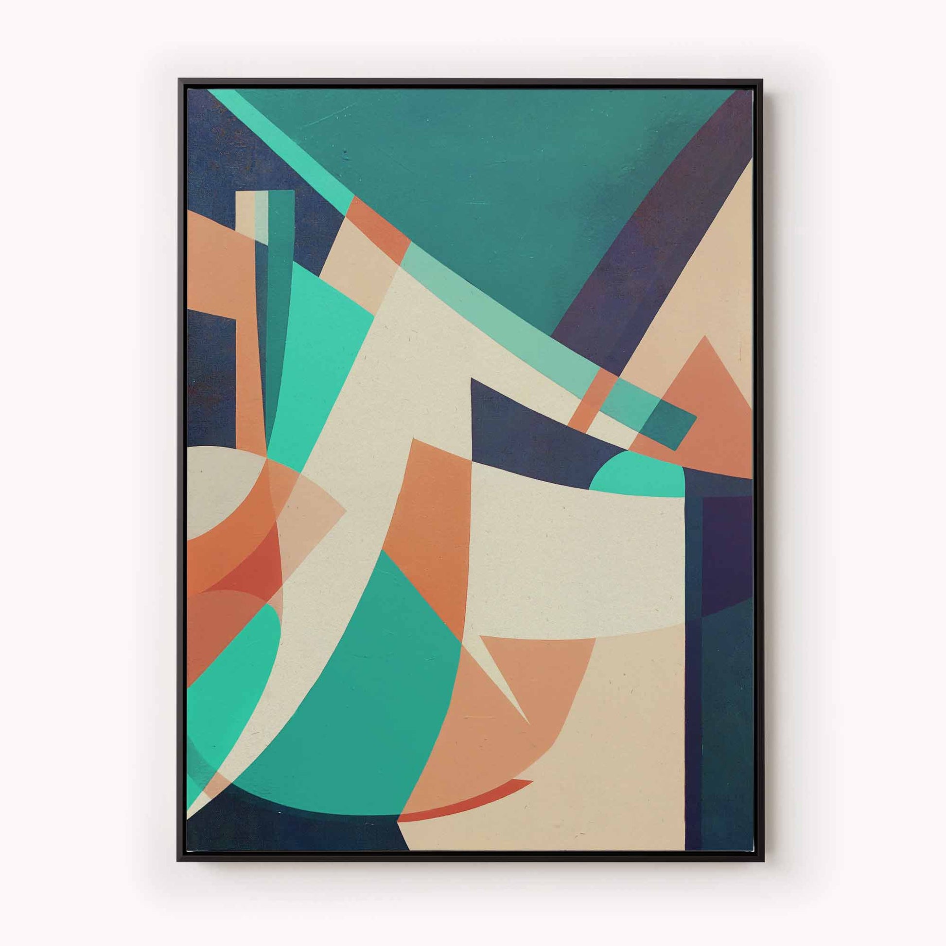 Teal and Orange Geometric Abstract Canvas Print - Afterhours Gallery