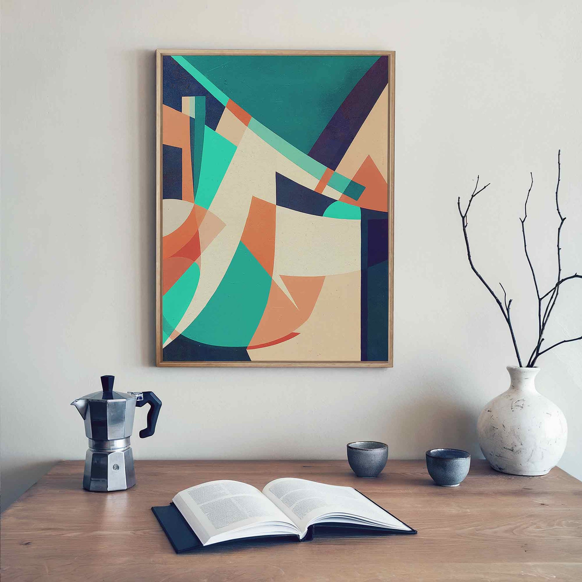Modern Abstract Canvas Art Print in Kitchen Interior