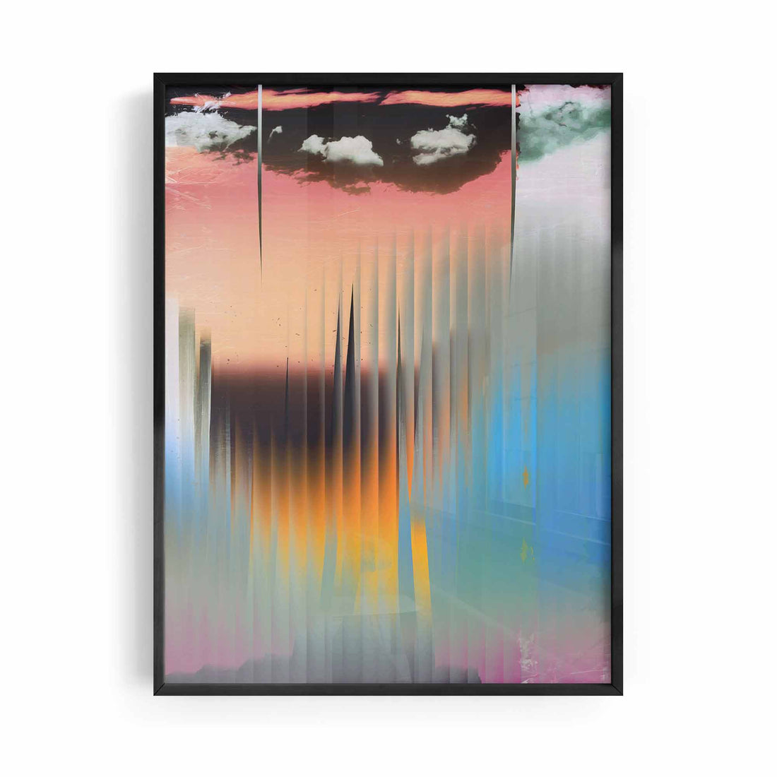 Trendy Abstract Fractal Glass Surreal Framed Print Black
