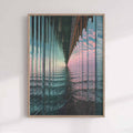 Surreal abstract seascape art print with visible horizon and sea refracted through glass textures and reflective surfaces