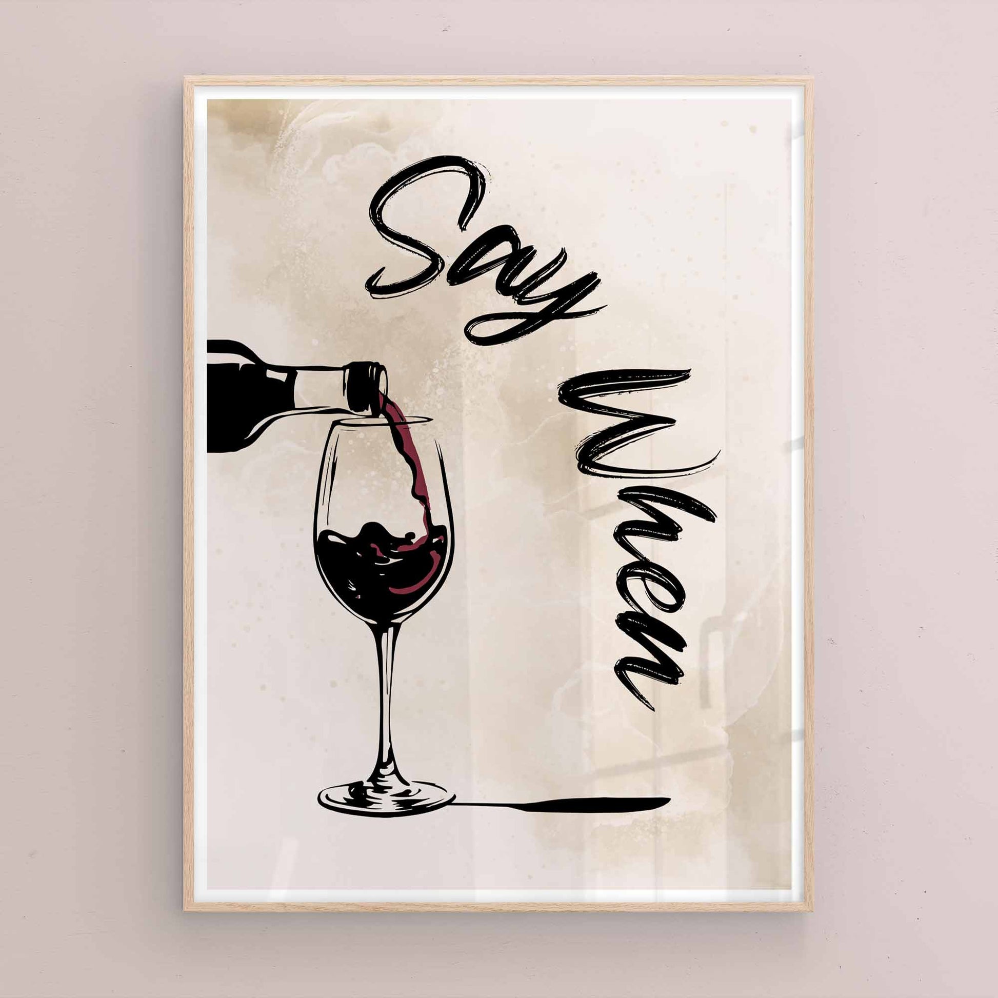 Stylish Wine Poster with Funky Retro Fonts and Wine-Pouring Graphic

