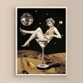 Playful surrealism print with retro cosmic vibes, designed for funky gallery walls and aesthetic décor.