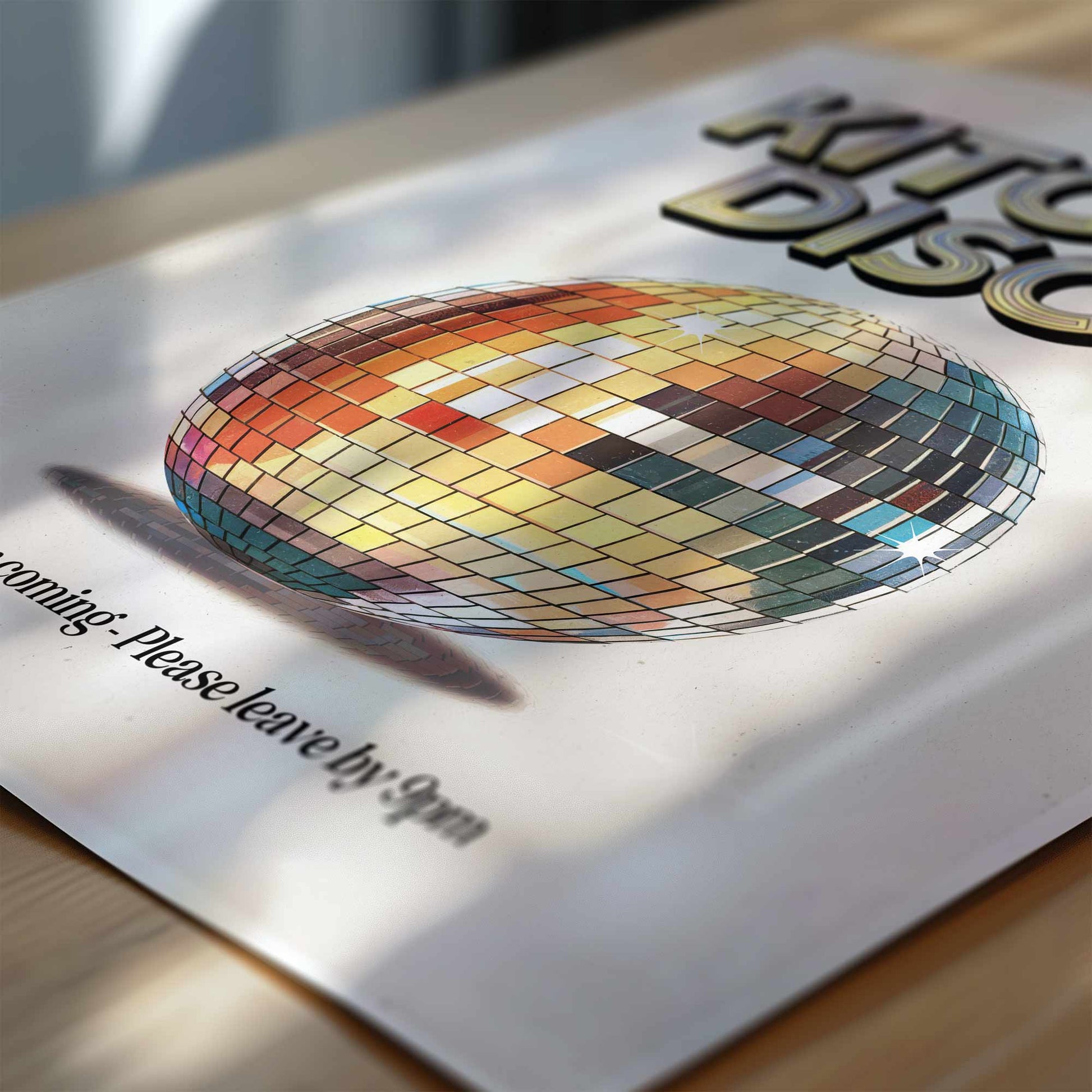 Close-Up of Disco Ball Print – Retro Art for Quirky Homes
