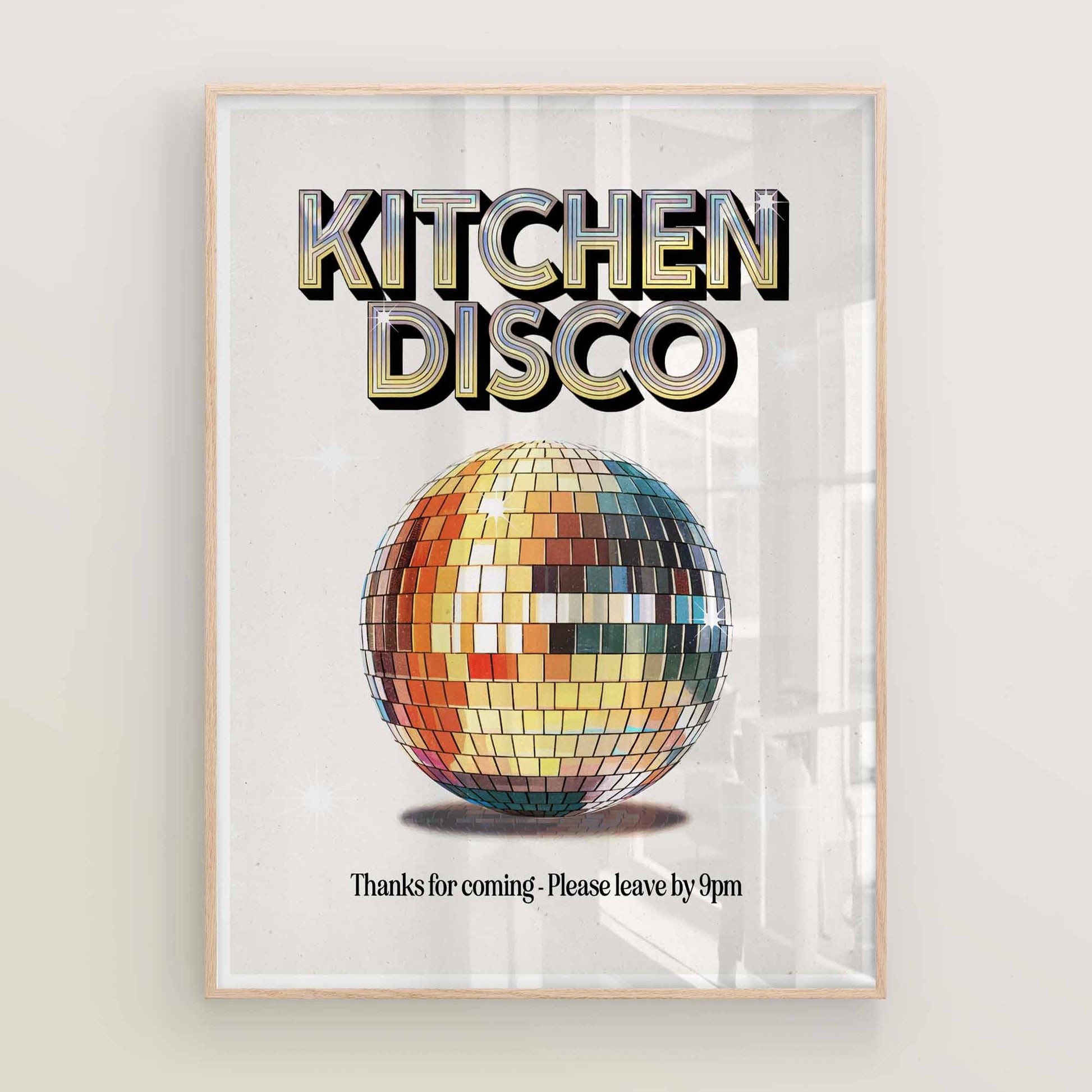 Glitterball Wall Print for Kitchen or Bar Area – Modern Retro Style