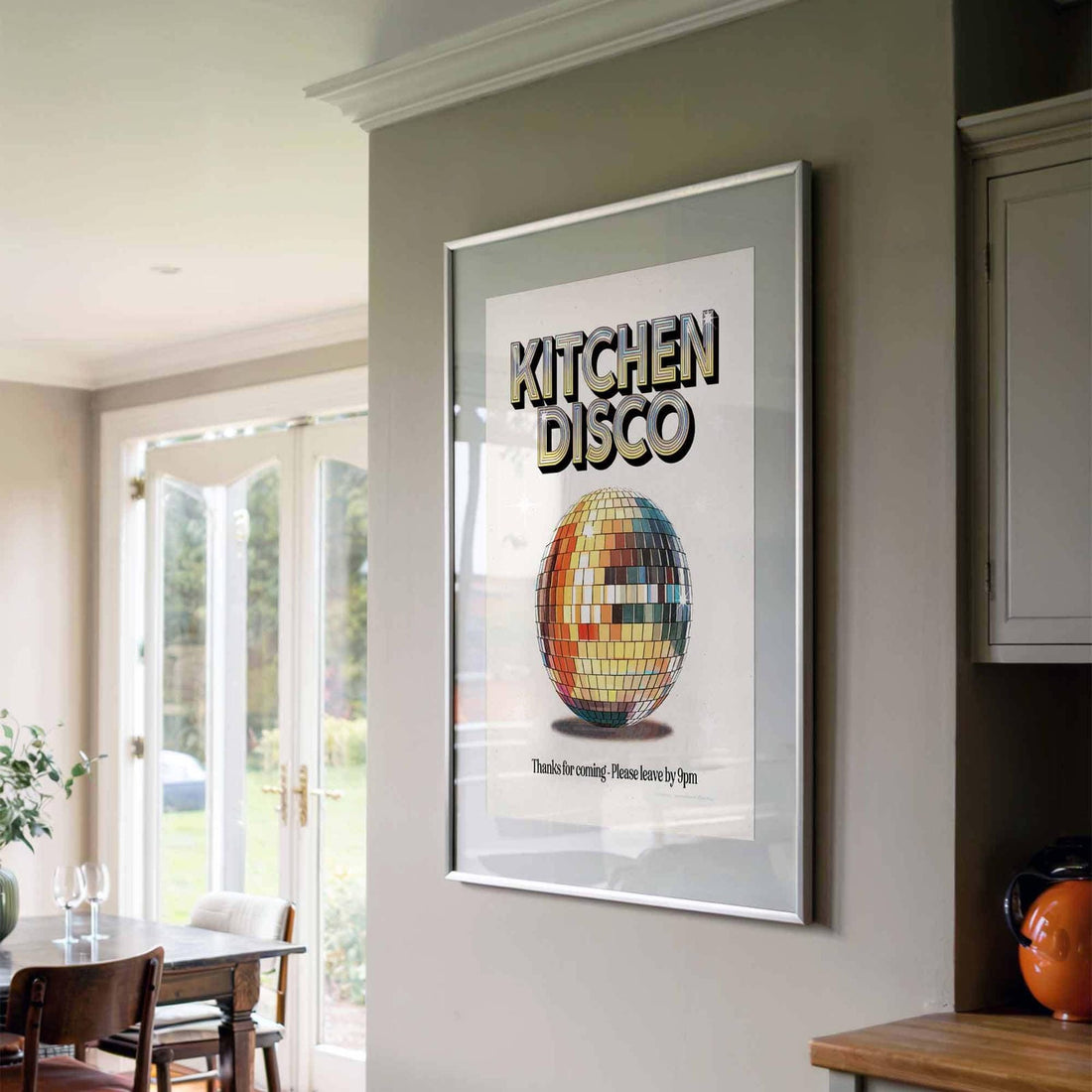 Kitchen Disco Poster Styled in Modern Kitchen Setting