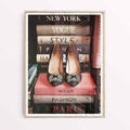 Poster featuring Paris, Milan, Vogue book stack and heels