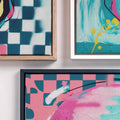 Urban Maximalism, skull wall art, abstract skull print, neon pop art, contemporary canvas print, bold wall art, modern maximalist decor, After Hours Gallery