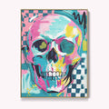 Urban Maximalism, skull wall art, abstract skull print, neon pop art, contemporary canvas print, bold wall art, modern maximalist decor, After Hours Gallery