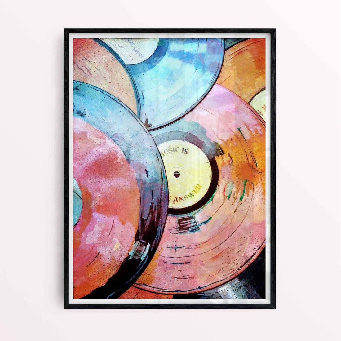 Framed art print showcasing vibrant colors and retro design