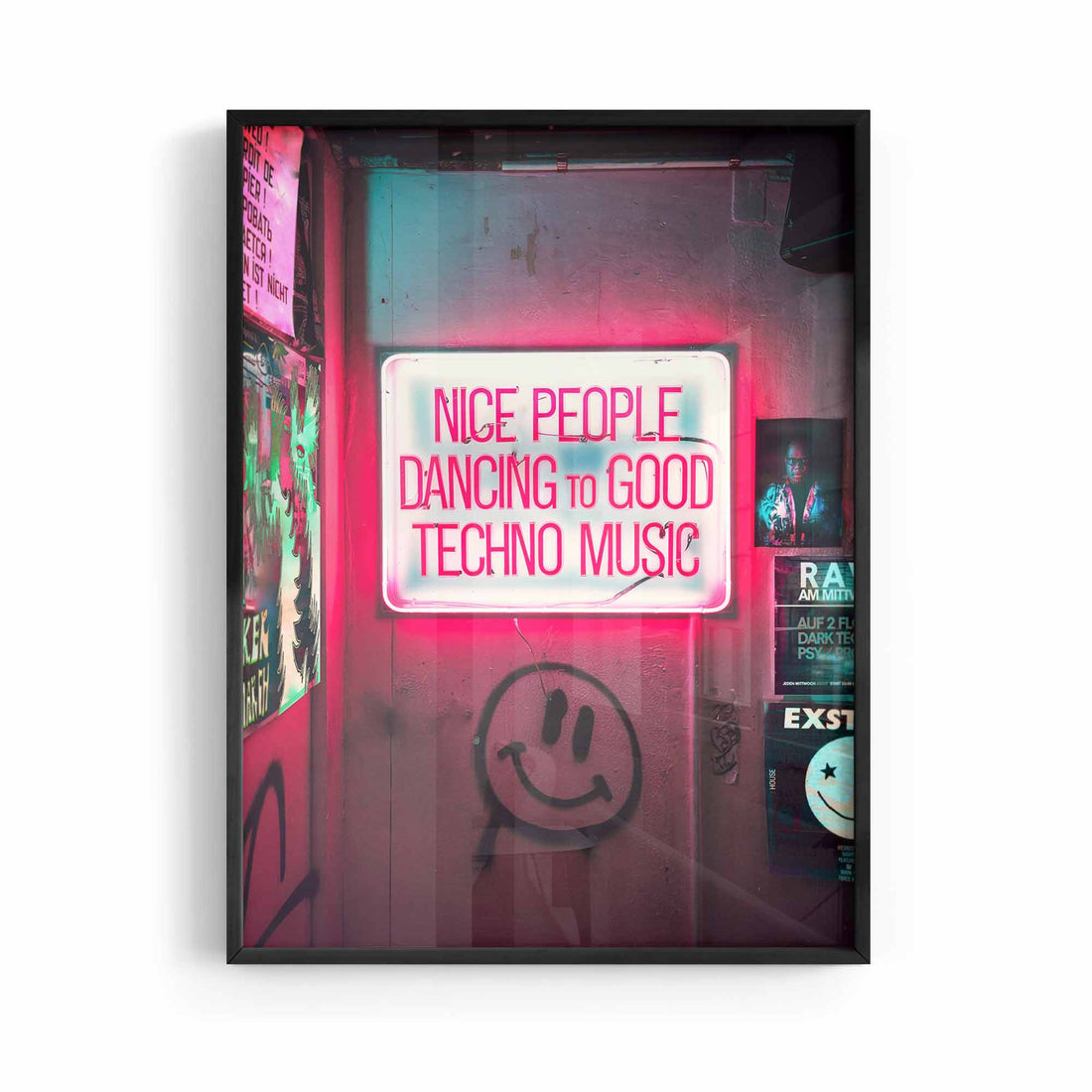 Nice people dancing to good techno music in black frame- Afterhours Gallery