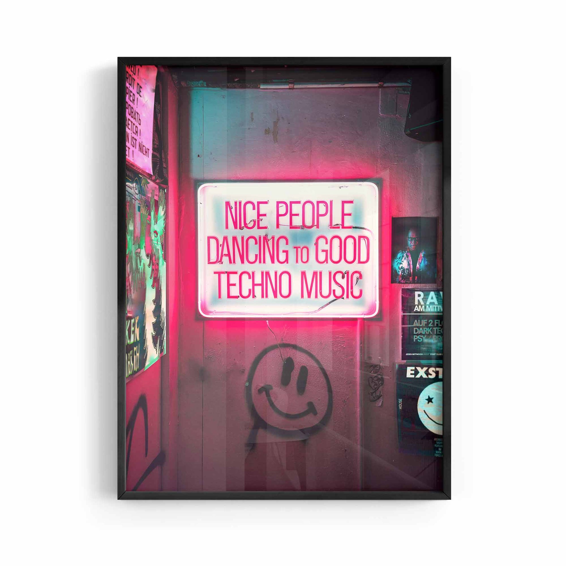 Nice people dancing to good techno music in black frame- Afterhours Gallery