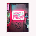 Nice People Dancing to Techno Music Print | Neon Club Poster, House & Techno Wall Art, DJ Rave Decor, Ibiza Music Art