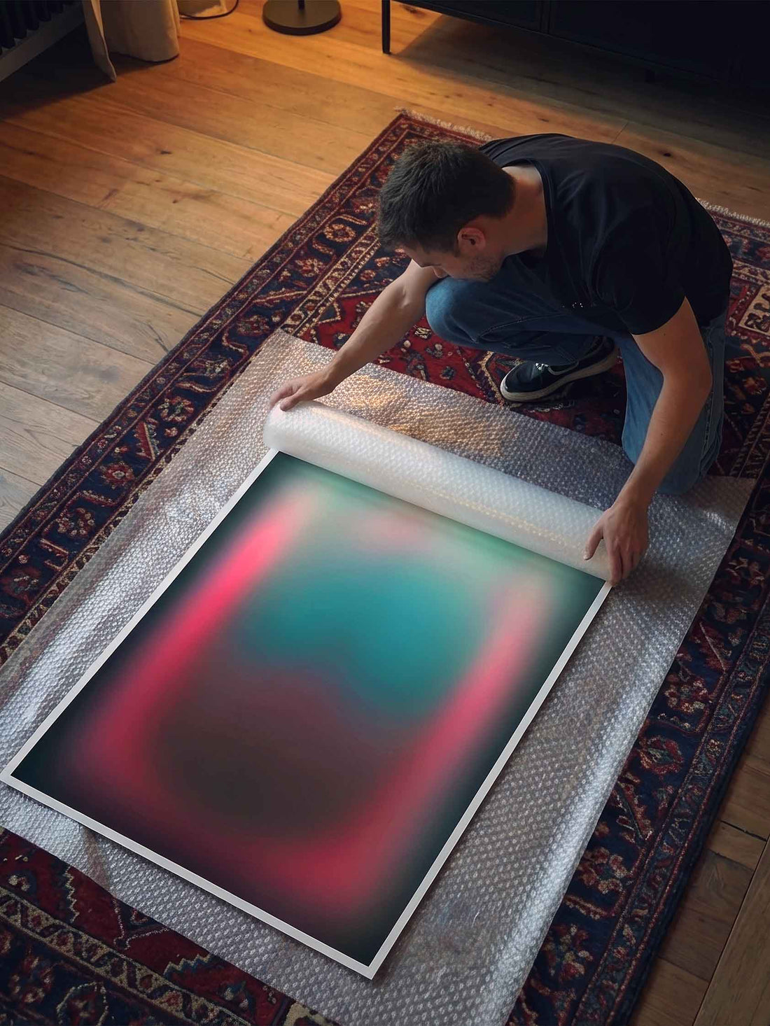 Modern Gradient Aura Poster Pink Blue - Afterhours Gallery