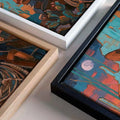 Sunset Rider orange and beige abstract western canvas detail by Afterhours Gallery
