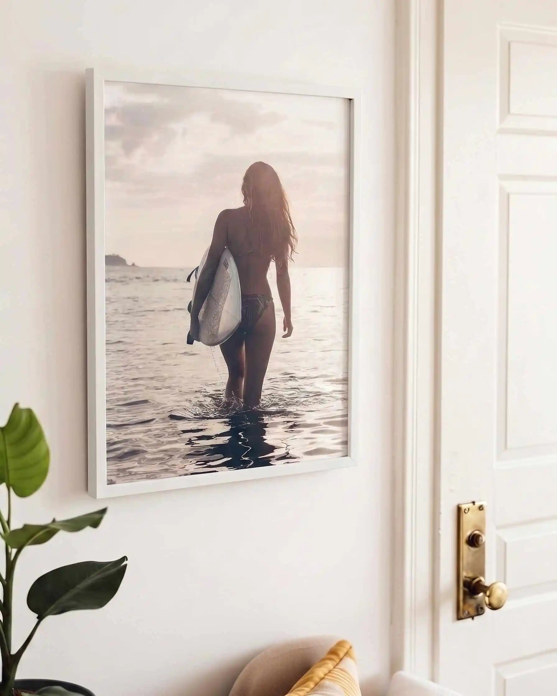 surfer girl photography framed wall art print