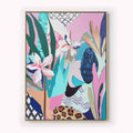 Pink and Blue Floral Balance – Abstract Collage Art Print by After Hours Gallery