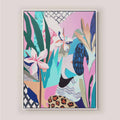 floral abstract tropical pink and blue artwork