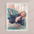 woman with martini framed art print vintage aesthetic 