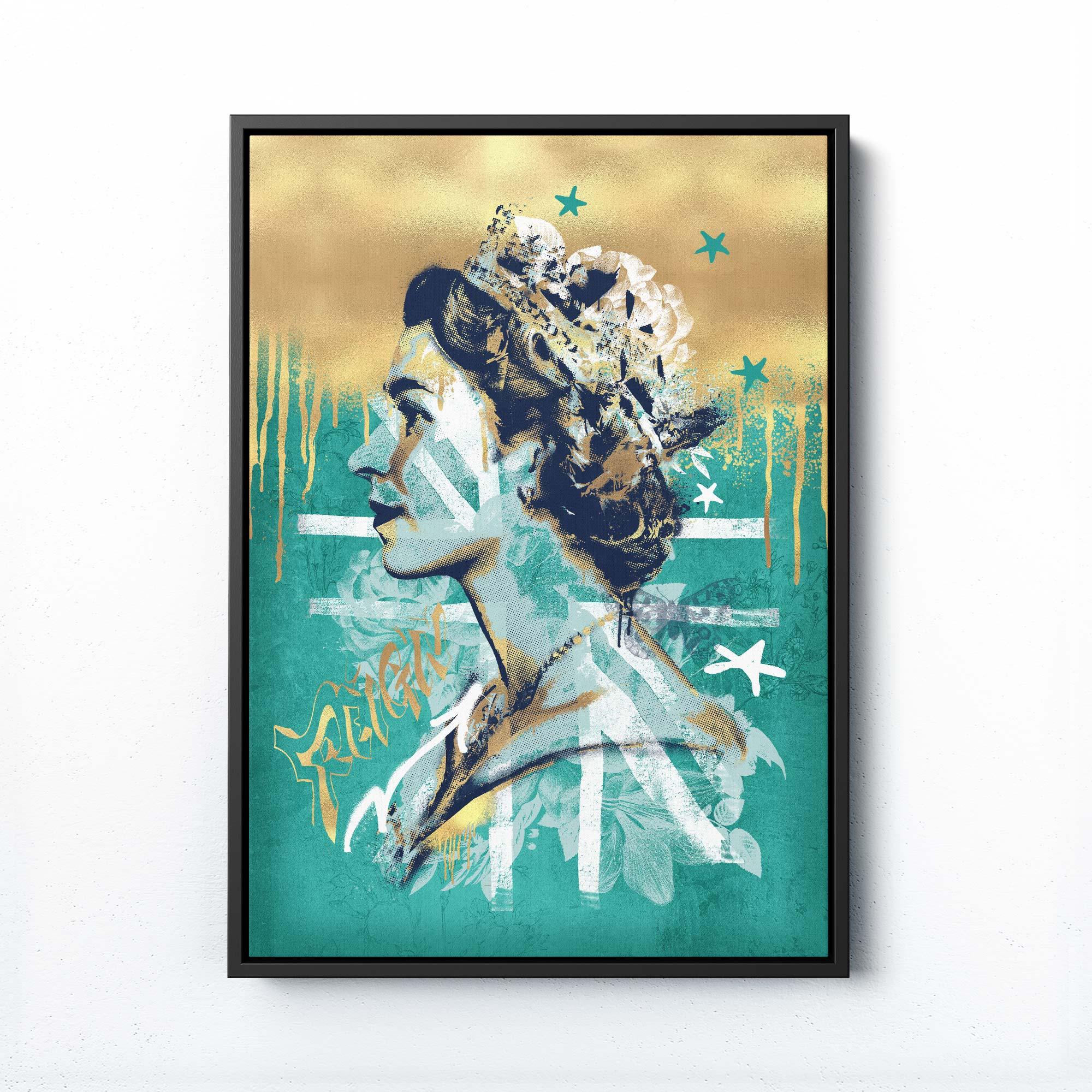 REIGN OVER ME TEAL / GOLD PRINT - Afterhours Gallery 